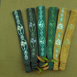 森の中の夏の夢ライトマーシュグリーンクラシック刺繡ヘッドバンド完全手刺繍 10枚目の画像
