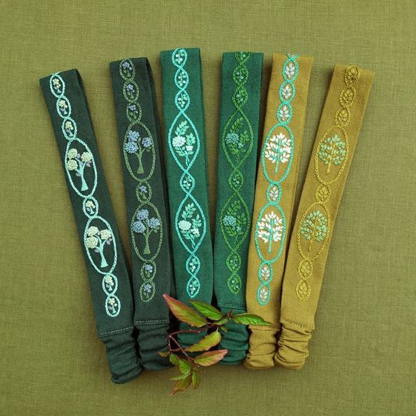 魔幻森林系 手刺繡材料包。森林裡的夏日幻夢 手刺繡古典髮帶 第3張的照片