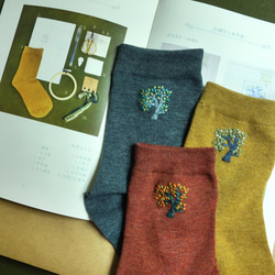 療癒系 手刺繡材料包 夏木樹時 夏日涼感棉襪 三色可選 第1張的照片