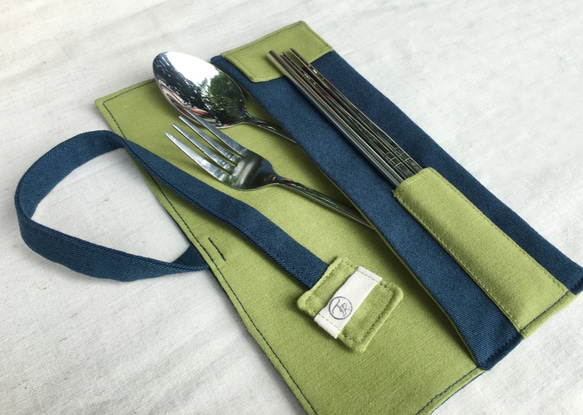 濁河環保餐具組（含餐具）＿丹寧藍＿ 餐具袋 餐具包 餐具套 筷套 收納袋 餐具 第2張的照片