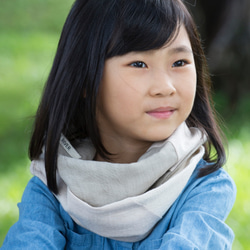 杏色 兒童圍脖 微寒冬季厚款 保加利亞純棉紡織布料 / 圍巾 第4張的照片