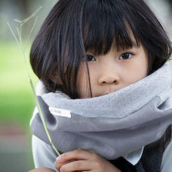 灰色 兒童圍脖 微寒冬季厚款 保加利亞純棉紡織布料 / 圍巾 第3張的照片