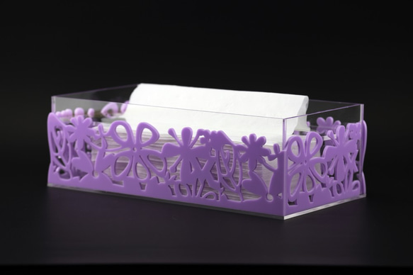 VaMarssa 剪裁花園 下降式 紫透明面紙盒 第1張的照片