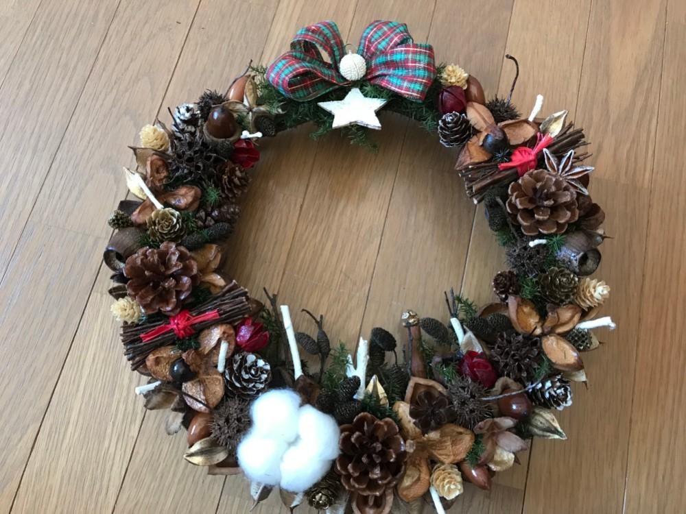 《X’mas＊超早割》北欧の森のシックでアンティークなナチュラルリース31cm（残すところ1点のみ）