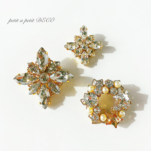 Creema限定 国内送料無料　スワロフスキー® ブローチ Étoile リース型&ピンブローチセット ギフトボックス付 9枚目の画像