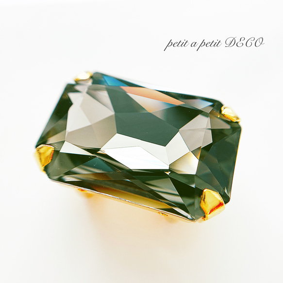 ✦沢山の再販ありがとうございます✦ スワロフスキー®︎ Rectangle 帯留orヘアゴム Emerald 8枚目の画像