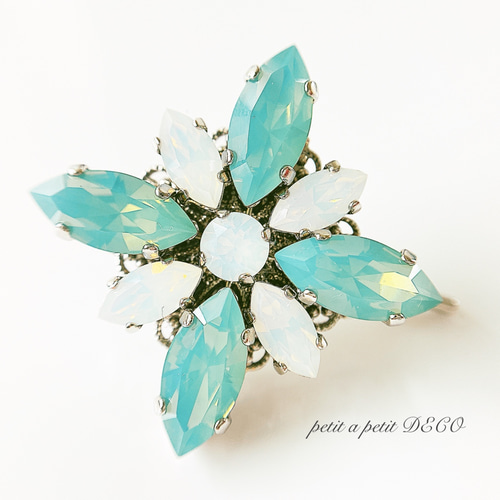 スワロフスキー®︎ ヘアゴムorポニーフック clématite【グリーン