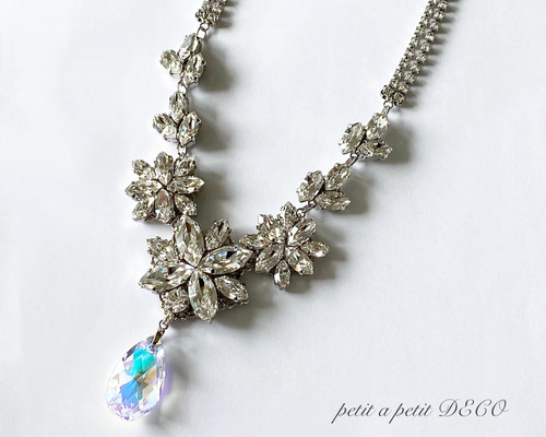 国内送料無料 総スワロフスキー® Ciel ブライダルネックレス [ダイヤ