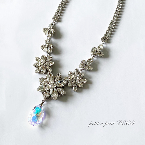 国内送料無料 総スワロフスキー® Ciel ブライダルネックレス [ダイヤ