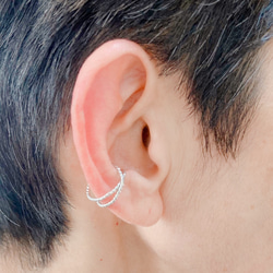 ◇ シルバーのイヤーカフ ◇  twist cross ◇ silver ear cuff  クロス 3枚目の画像