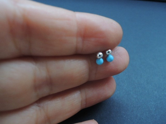 silver  tiny balls スタッド （turquoise) 2枚目の画像