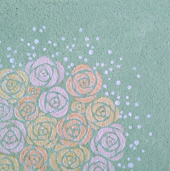 「バラの花束＊ミントグリーン」コルクボードの原画＊アートパネル 2枚目の画像