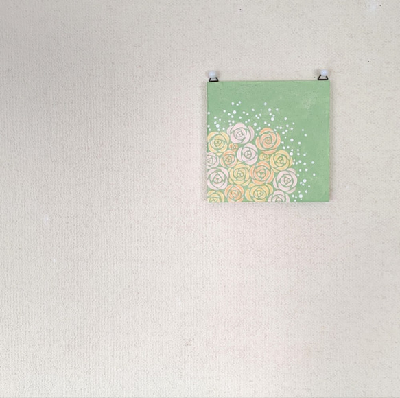 「バラの花束＊ミントグリーン」コルクボードの原画＊アートパネル 7枚目の画像