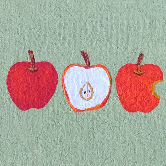 「北欧好き＊りんご＊みっつ」コルクボードの原画＊壁飾り 4枚目の画像