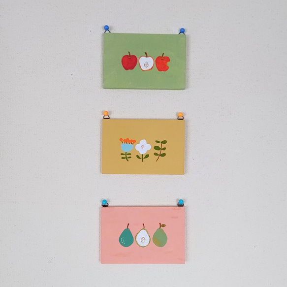 「北欧好き＊りんご＊みっつ」コルクボードの原画＊壁飾り 8枚目の画像