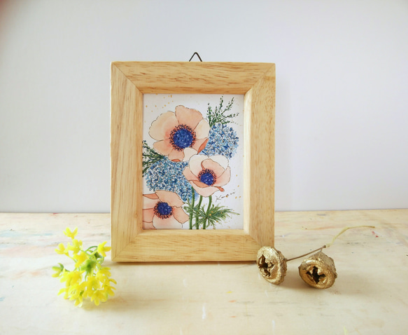 絵画 花 アネモネ 木製額装