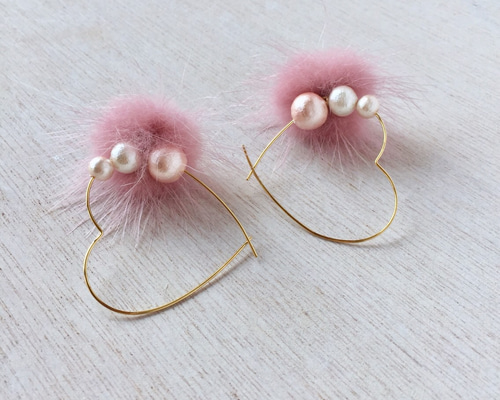 エレガントファー【ハート❤︎フープピアス】 ピアス（フープ） blue93