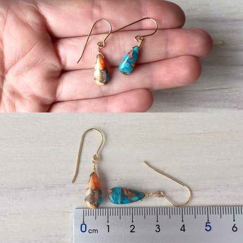 14kgf】天然石（オイスターカッパーターコイズ） ピアス ピアス