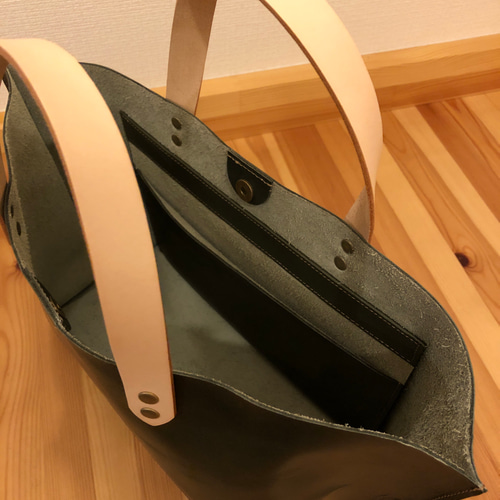 日本製 コロンと本革トートバッグ3L ：黒 ブラック トートバッグ