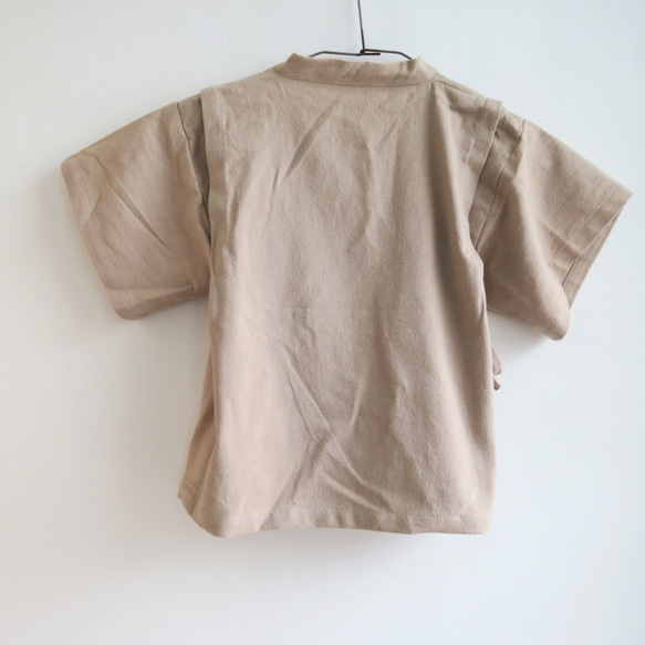 [20％オフ]クロスストラップ子供用シャツ| 110cm（綿リネン|ピンク肌色） 3枚目の画像