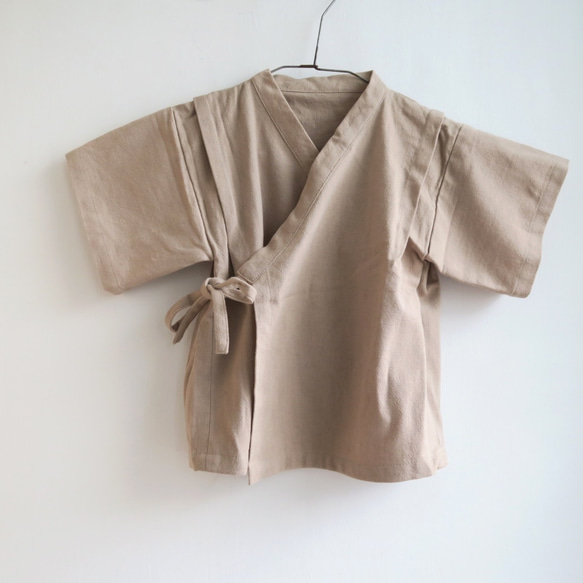 子供甚平 | 90cm (綿麻 | 灰桜)  Linen Cross straps overall 2枚目の画像