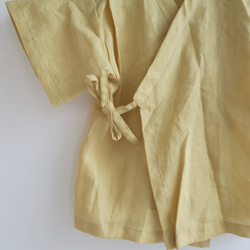 子供甚平 | 110cm (麻 | 淡鵝黃) Linen Cross straps overall 2枚目の画像