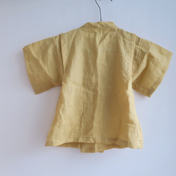 子供甚平 | 90cm (麻 | 菜の花)  Linen Cross straps overall 5枚目の画像