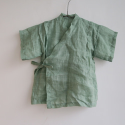 交叉綁帶童衣 | 90cm (純麻 | 初芽綠) 第2張的照片