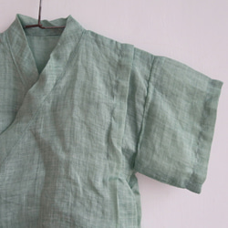 交叉綁帶童衣 | 90cm (純麻 | 初芽綠) 第7張的照片