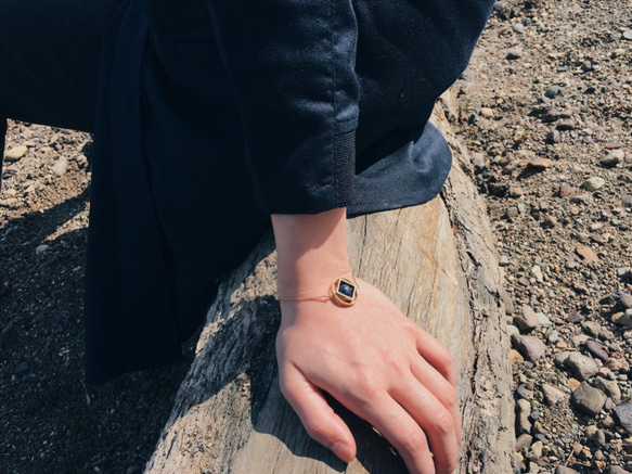 [Mush] 黃銅 幾何 天然石 手鏈 手鍊 手鍊 Brass Bracelet 第1張的照片