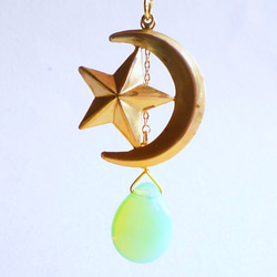 Moon&Star Necklace *Opal Green Drop* 2枚目の画像