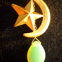 Moon&Star Necklace *Opal Green Drop* 3枚目の画像