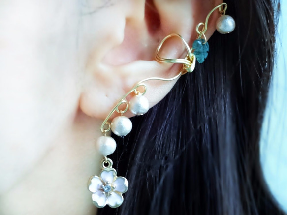 桜イヤーカフ❀淡桃色【Cherry Blossom Ear Cuff】桜 さくら ＳＡＫＵＲＡ サクラ Cherry 2枚目の画像