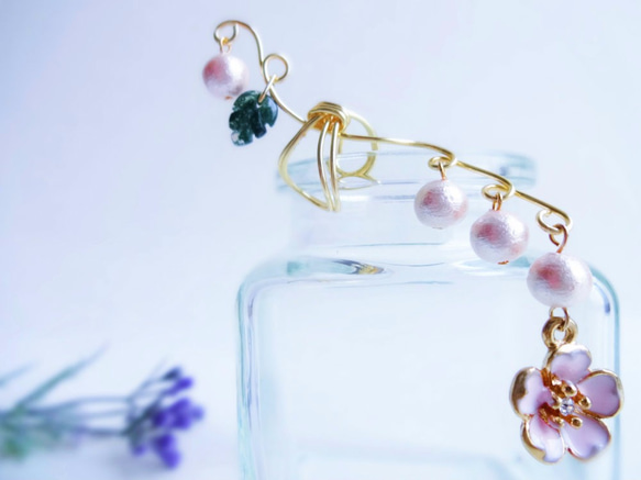 桜イヤーカフ❀淡桃色【Cherry Blossom Ear Cuff】桜 さくら ＳＡＫＵＲＡ サクラ Cherry 3枚目の画像