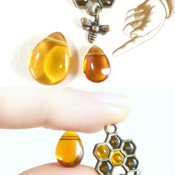 再販）Honeycomb Earrings *Honey Drop* 5枚目の画像