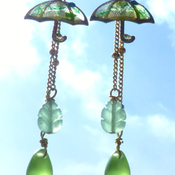 ☂UMBRELLA Earrings *Fresh Greenery* 2枚目の画像