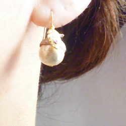 14KGF）橡子耳環/橡子耳環*棉珍珠*（白線） 第5張的照片