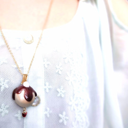 チョコマシュマロとフォークの苺ネックレス Chocolate Marshmallow & Folk NECKLACE 4枚目の画像