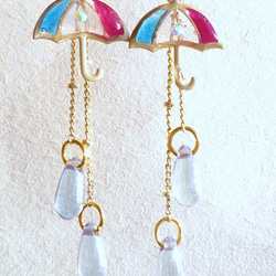 ☔傘ピアス☂UMBRELLA Earrings *トリコロール* 2枚目の画像