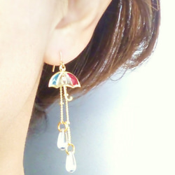 ☔傘ピアス☂UMBRELLA Earrings *トリコロール* 4枚目の画像