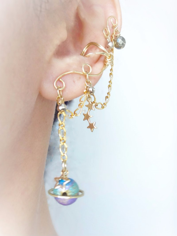 ✯土星はペット。な衛星イヤーカフ　Satern Earcuff✯ 1枚目の画像