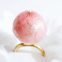 桜ゼリーな和菓子リングCherry Blossom Cotton Pearl Ring 桜  さくら 3枚目の画像