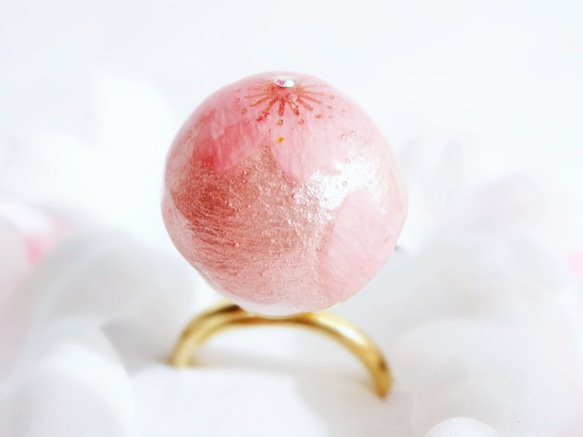 桜ゼリーな和菓子リングCherry Blossom Cotton Pearl Ring 桜  さくら 3枚目の画像