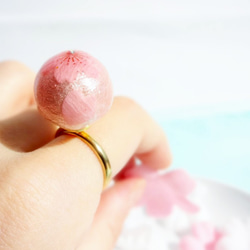 桜ゼリーな和菓子リングCherry Blossom Cotton Pearl Ring 桜  さくら 4枚目の画像