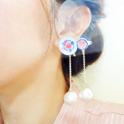 さくらティーイヤリングCherry Blossom Afternoon Tea Dngle EarringsⅡ桜 2枚目の画像