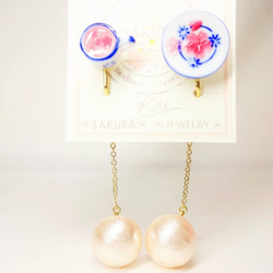 さくらティーイヤリングCherry Blossom Afternoon Tea Dngle EarringsⅡ桜 5枚目の画像