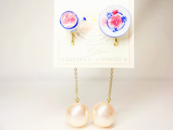 さくらティーイヤリングCherry Blossom Afternoon Tea Dngle EarringsⅡ桜 5枚目の画像