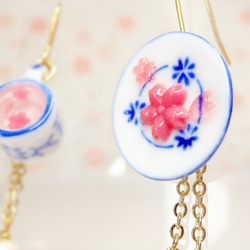 桜ティーピアスCherry Blossom Earrings桜  さくら ＳＡＫＵＲＡ サクラ Cherry Blo 4枚目の画像