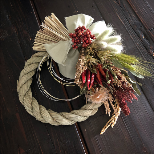 スワッグになるしめ縄2021 2021年 スワッグになる2wayしめ縄リース(RED