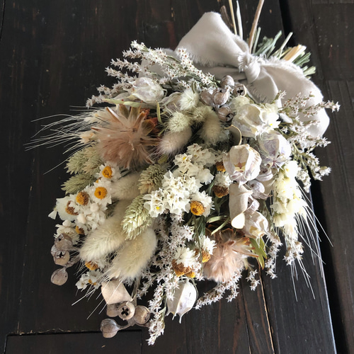 ナチュラルカラーのドライフラワースワッグ ドライフラワー ブーケスワッグ ナチュラルホワイト系 S | ドライ